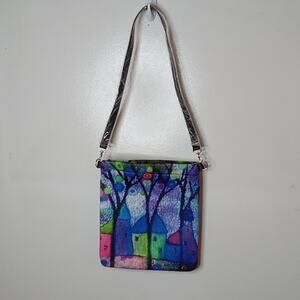 NWOT Women's Art decor Felt like Cross body Zippered purse. Art to Wear,
